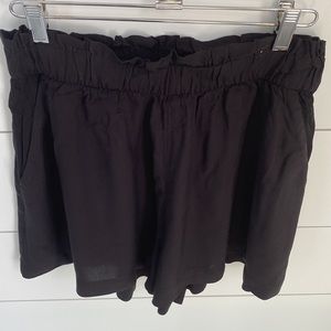 H&M Black High Waist Paper Bag Shorts
